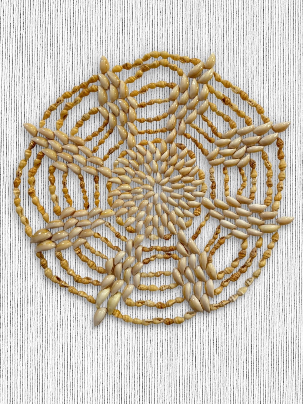 Handmade Shell Beaded Trivet Placemat - Natural Beige 11”